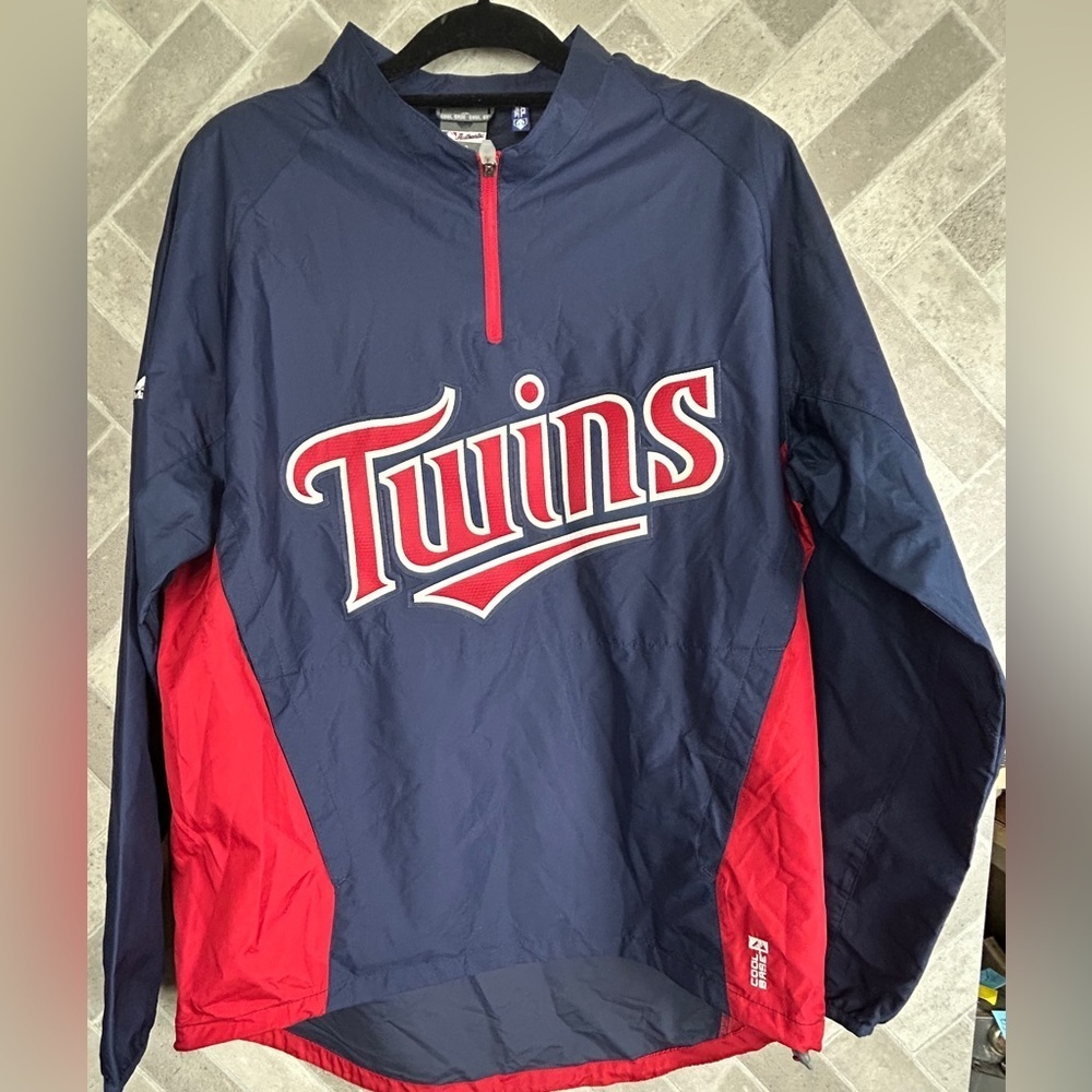 Majestic Minnesota Twins windbreaker pull over cool base size M MLB - Picture 2 of 10